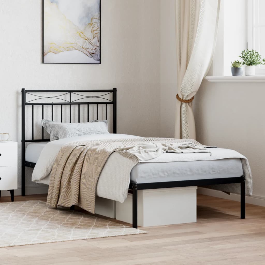 foto del prodotto giroletto con testiera in metallo nero 90x200 cmcod mxl 131893