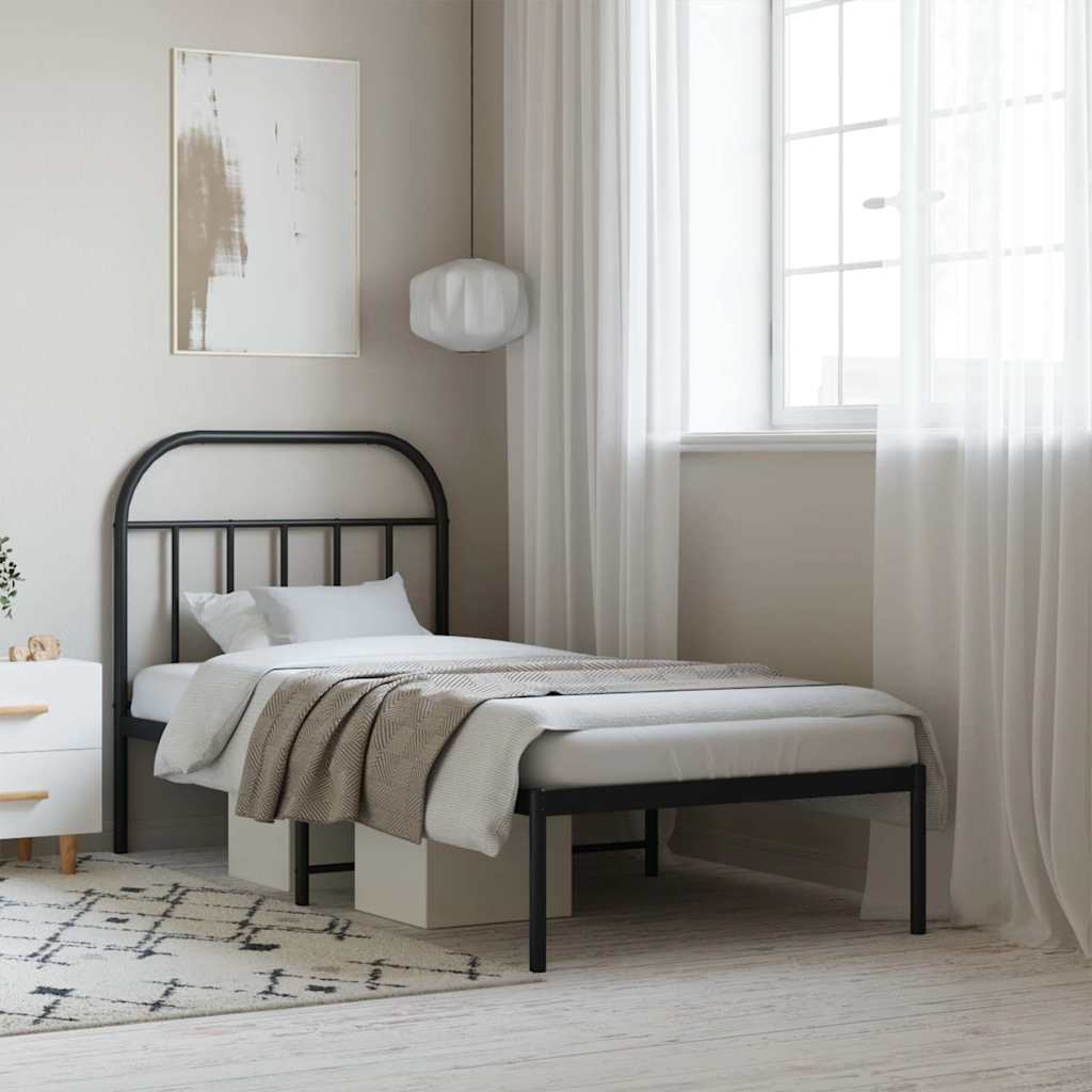 foto del prodotto giroletto con testiera in metallo nero 90x200 cmcod mxl 79345