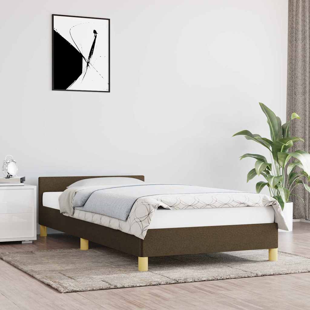 foto del prodotto giroletto con testiera marrone scuro 90x190 cm in tessuto cod mxl 63632