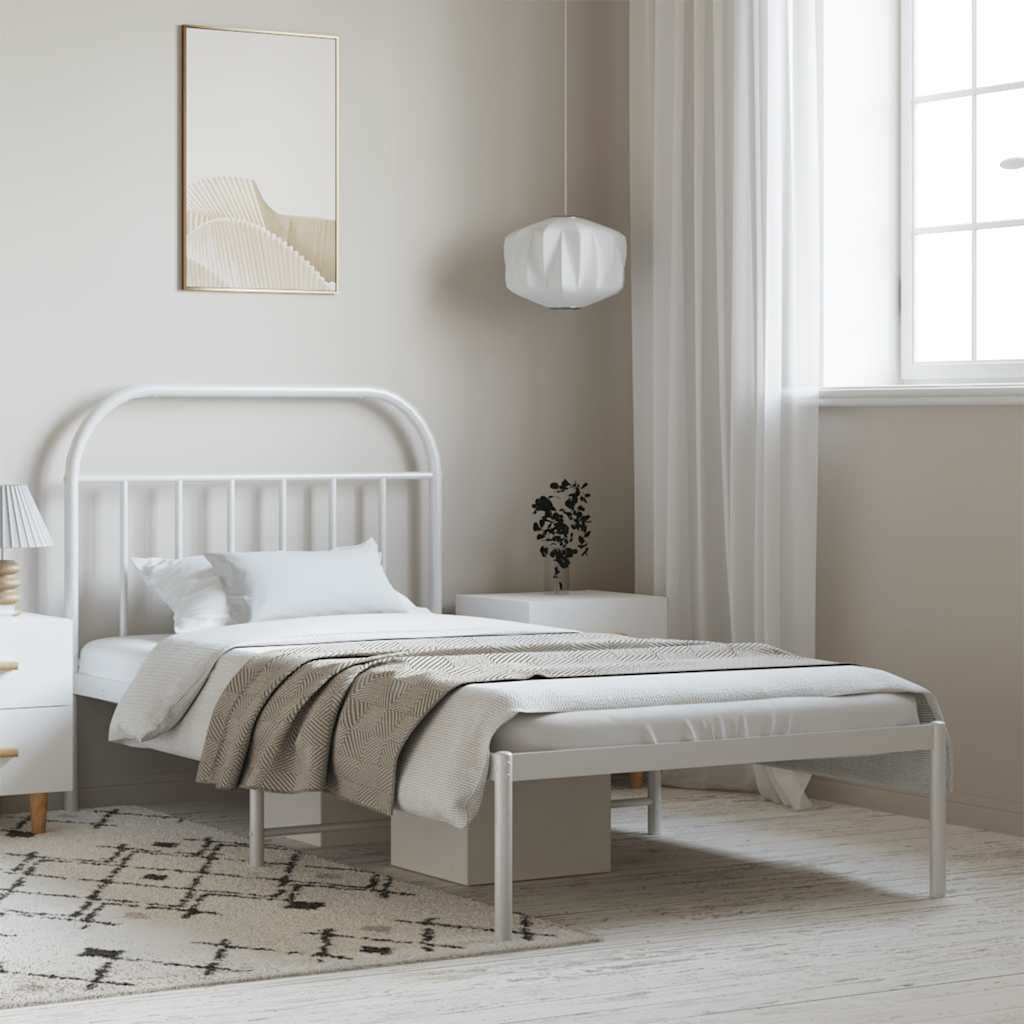 foto del prodotto giroletto con testiera metallo bianco 100x190 cmcod mxl 118607