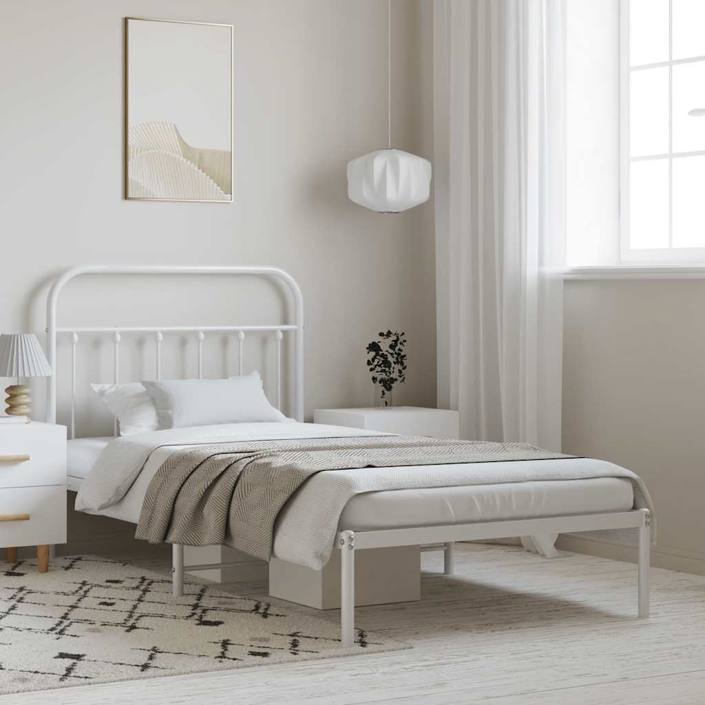 foto del prodotto giroletto con testiera metallo bianco 100x190 cmcod mxl 129471