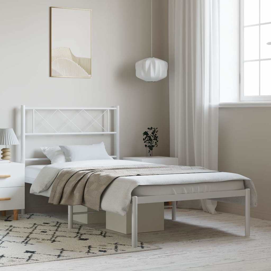 foto del prodotto giroletto con testiera metallo bianco 100x190 cmcod mxl 82580