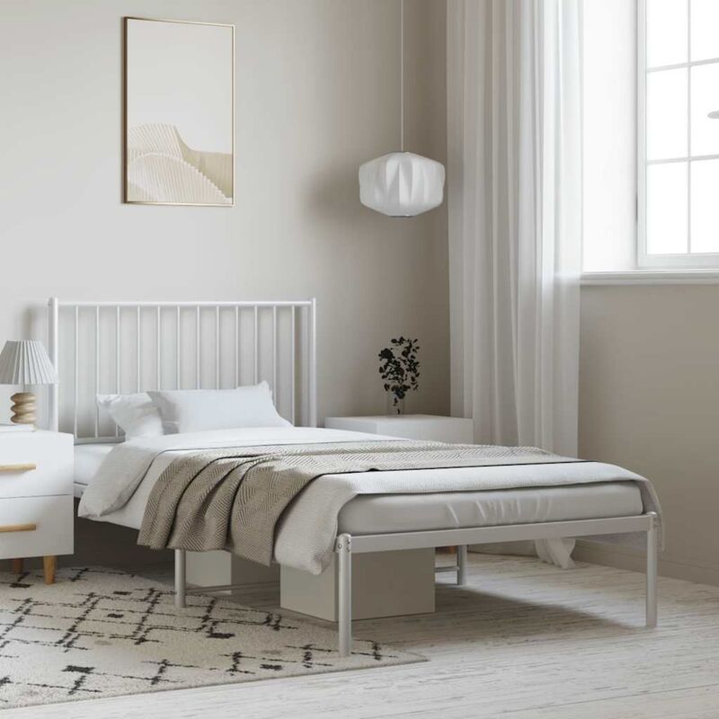 foto del prodotto giroletto con testiera metallo bianco 100x200 cm vidaxl