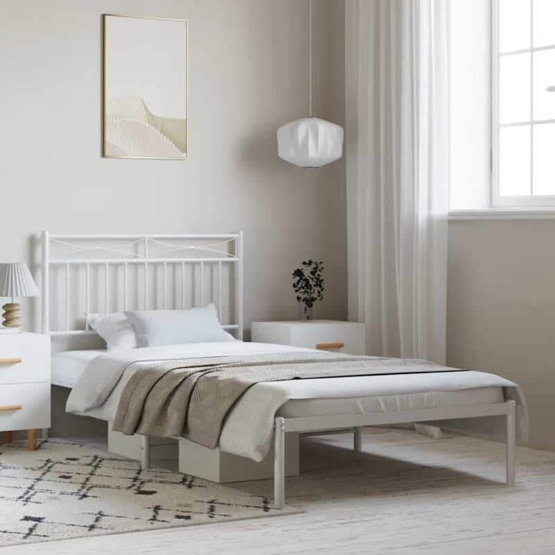 foto del prodotto giroletto con testiera metallo bianco 100x200 cm vidaxl