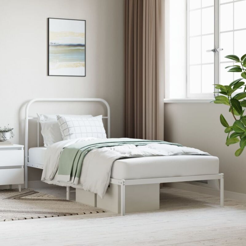 foto del prodotto giroletto con testiera metallo bianco 107x203 cm vidaxl