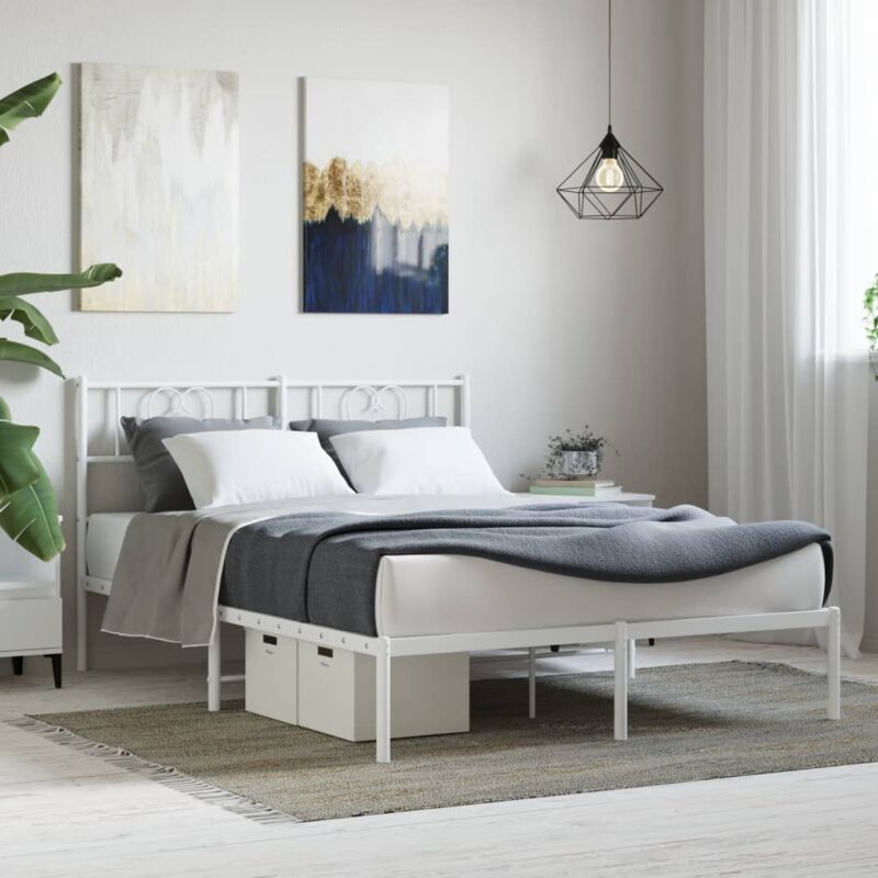 foto del prodotto giroletto con testiera metallo bianco 120x190 cm - vidaxl