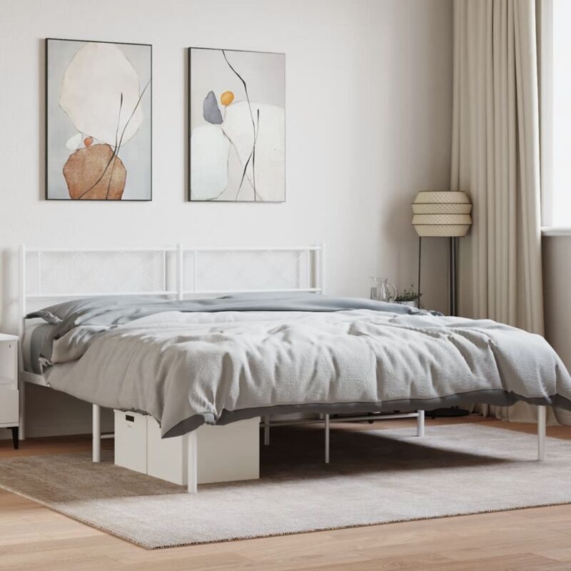 foto del prodotto giroletto con testiera metallo bianco 120x190 cm vidaxl