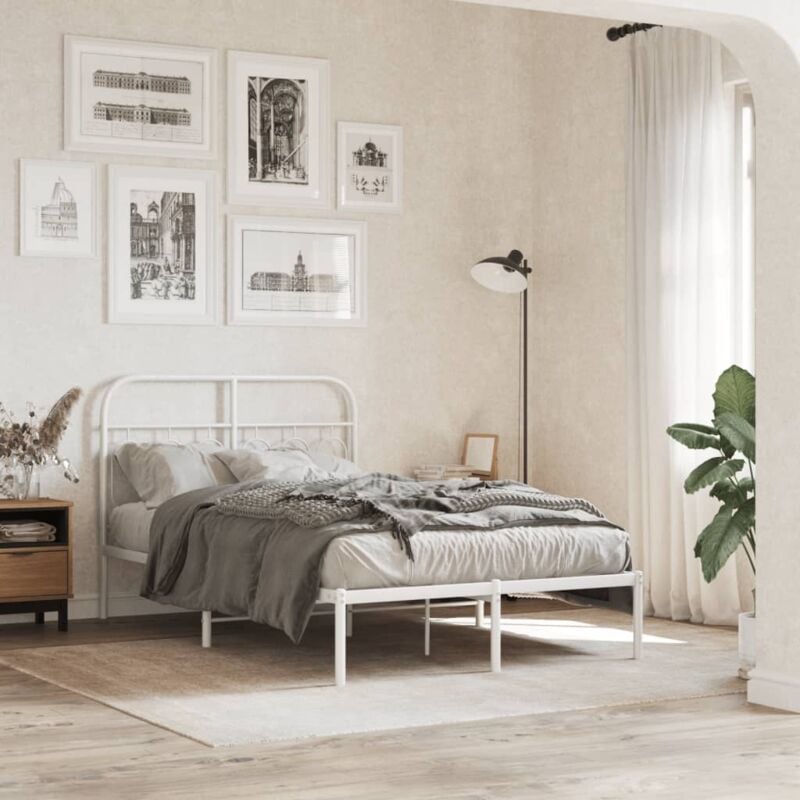 foto del prodotto giroletto con testiera metallo bianco 120x190 cm vidaxl
