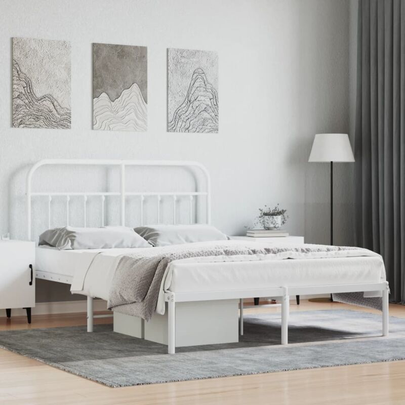 foto del prodotto giroletto con testiera metallo bianco 140x190 cm vidaxl