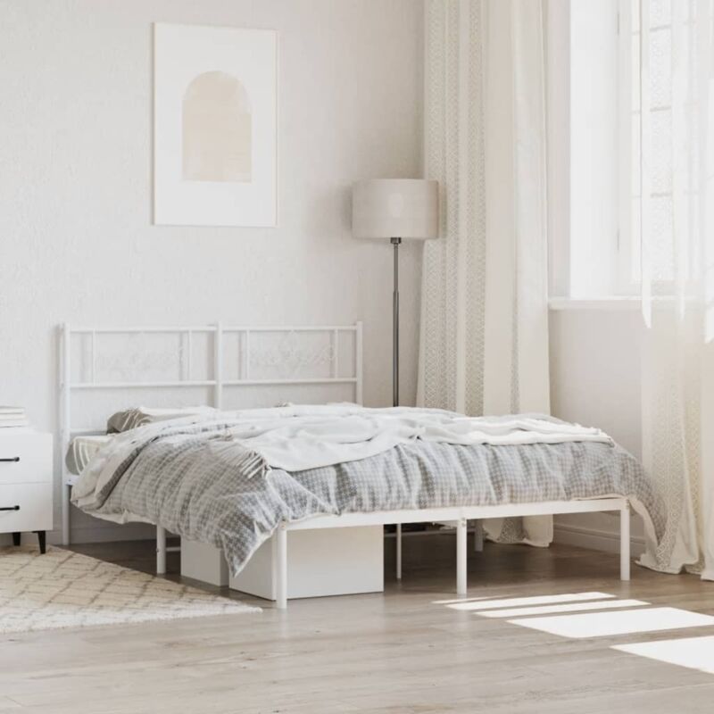 foto del prodotto giroletto con testiera metallo bianco 140x190 cm vidaxl