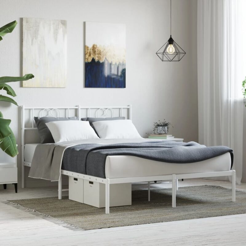 foto del prodotto giroletto con testiera metallo bianco 140x190 cm vidaxl