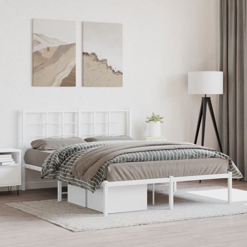foto del prodotto giroletto con testiera metallo bianco 140x190 cm vidaxl