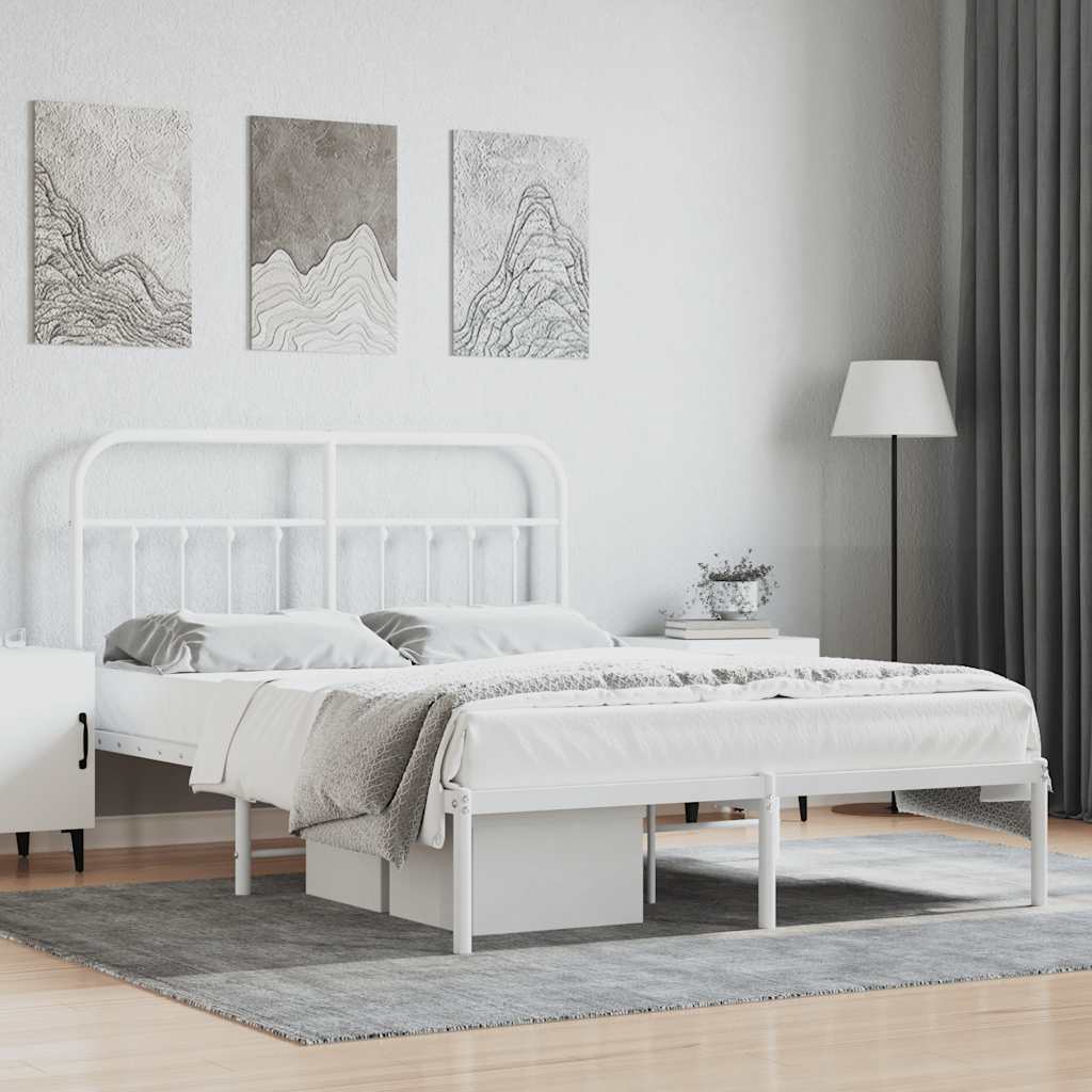foto del prodotto giroletto con testiera metallo bianco 140x190 cmcod mxl 79224