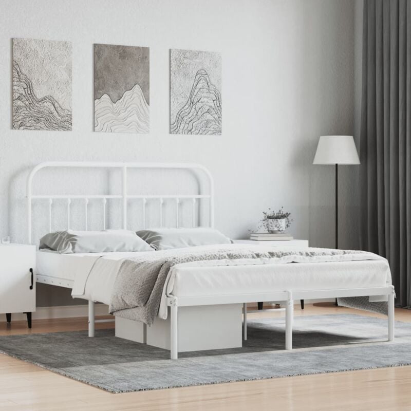 foto del prodotto giroletto con testiera metallo bianco 140x200 cm vidaxl