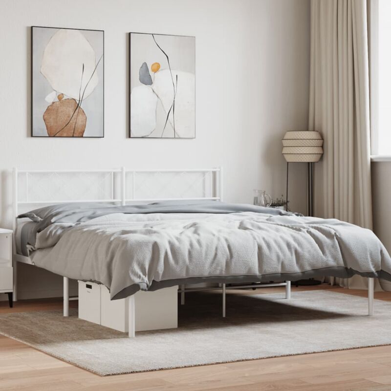 foto del prodotto giroletto con testiera metallo bianco 140x200 cm vidaxl