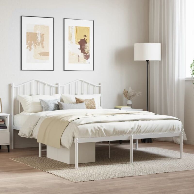foto del prodotto giroletto con testiera metallo bianco 140x200 cm vidaxl