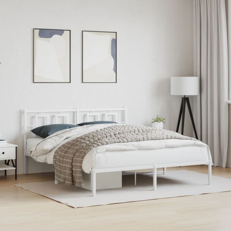 foto del prodotto giroletto con testiera metallo bianco 160x200 cm vidaxl