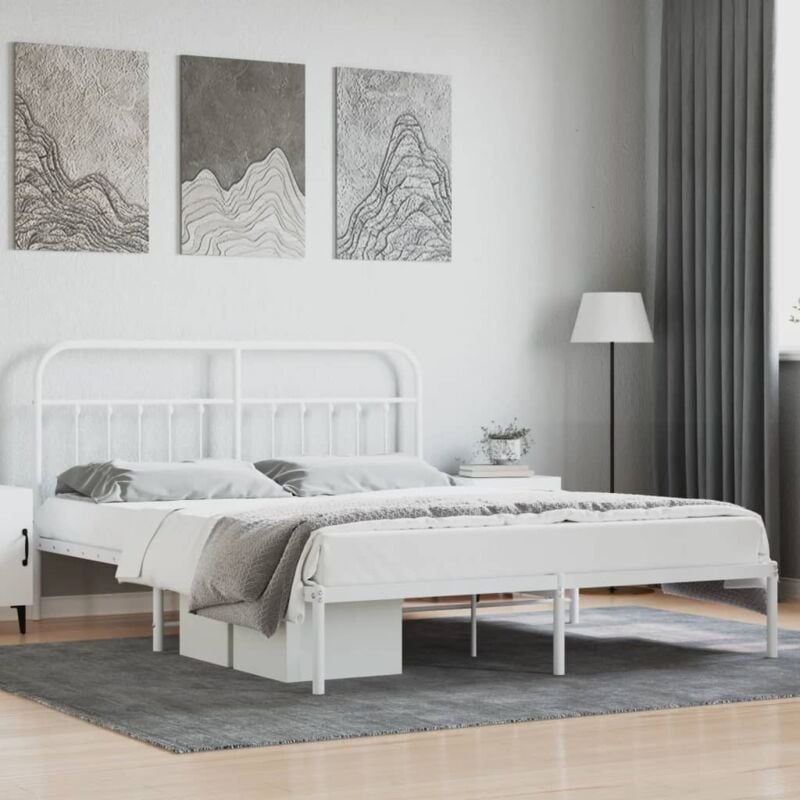 foto del prodotto giroletto con testiera metallo bianco 180x200 cm vidaxl
