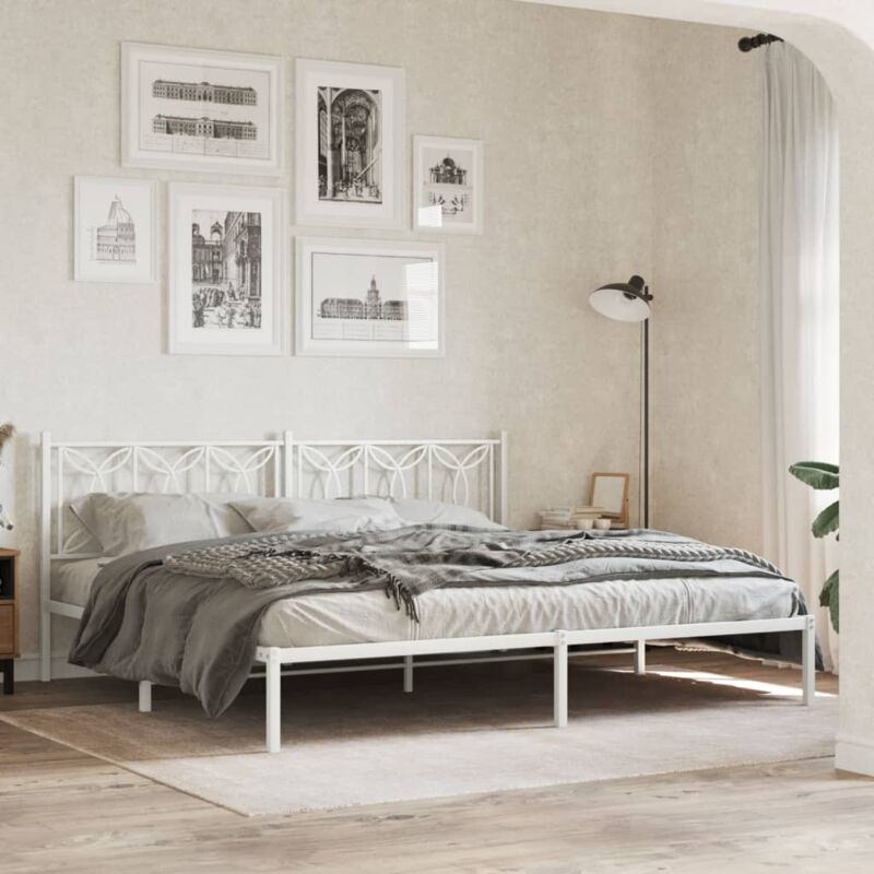 foto del prodotto giroletto con testiera metallo bianco 200x200 cm vidaxl