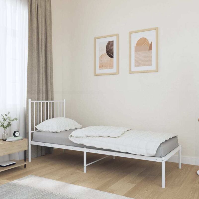 foto del prodotto giroletto con testiera metallo bianco 80x200 cm