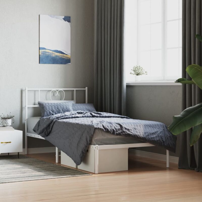 foto del prodotto giroletto con testiera metallo bianco 80x200 cm vidaxl
