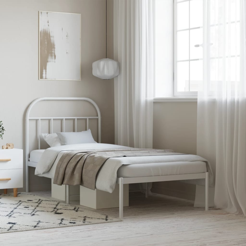 foto del prodotto giroletto con testiera metallo bianco 90x190 cmcod mxl 102949
