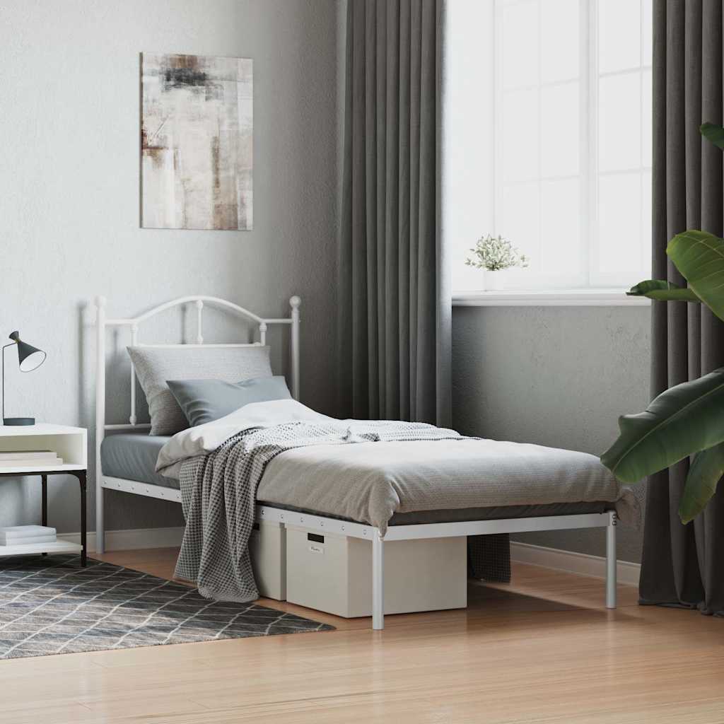 foto del prodotto giroletto con testiera metallo bianco 90x190 cmcod mxl 105758