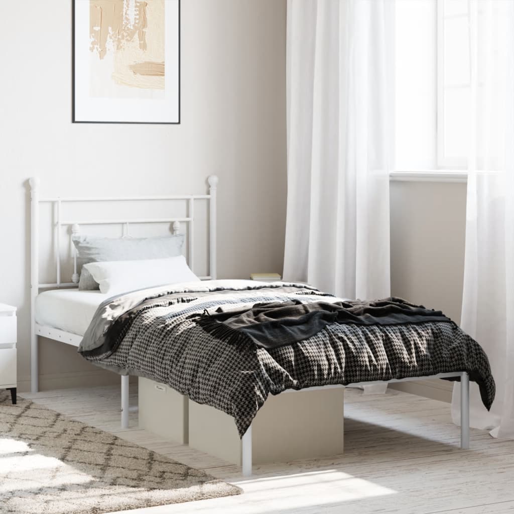 foto del prodotto giroletto con testiera metallo bianco 90x190 cmcod mxl 109697