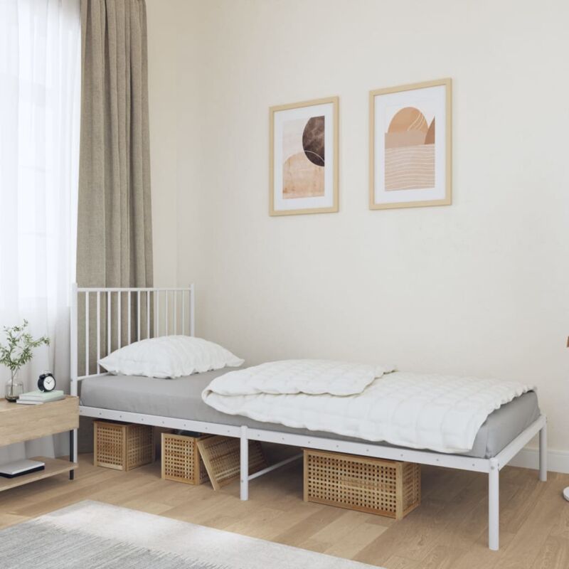 foto del prodotto giroletto con testiera metallo bianco 90x200 cm vidaxl