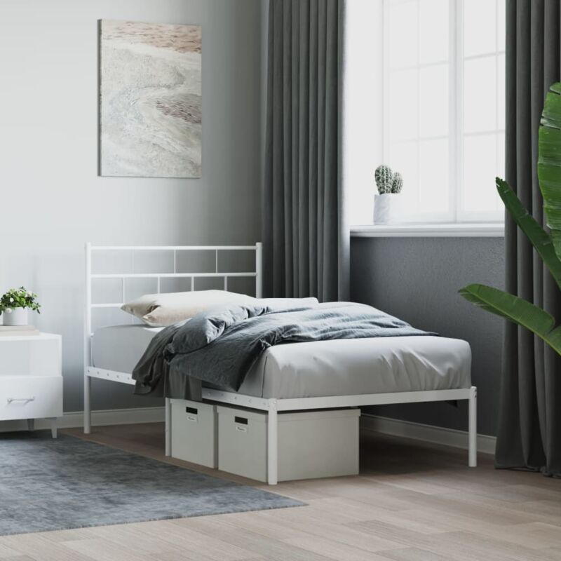 foto del prodotto giroletto con testiera metallo bianco 90x200 cm vidaxl