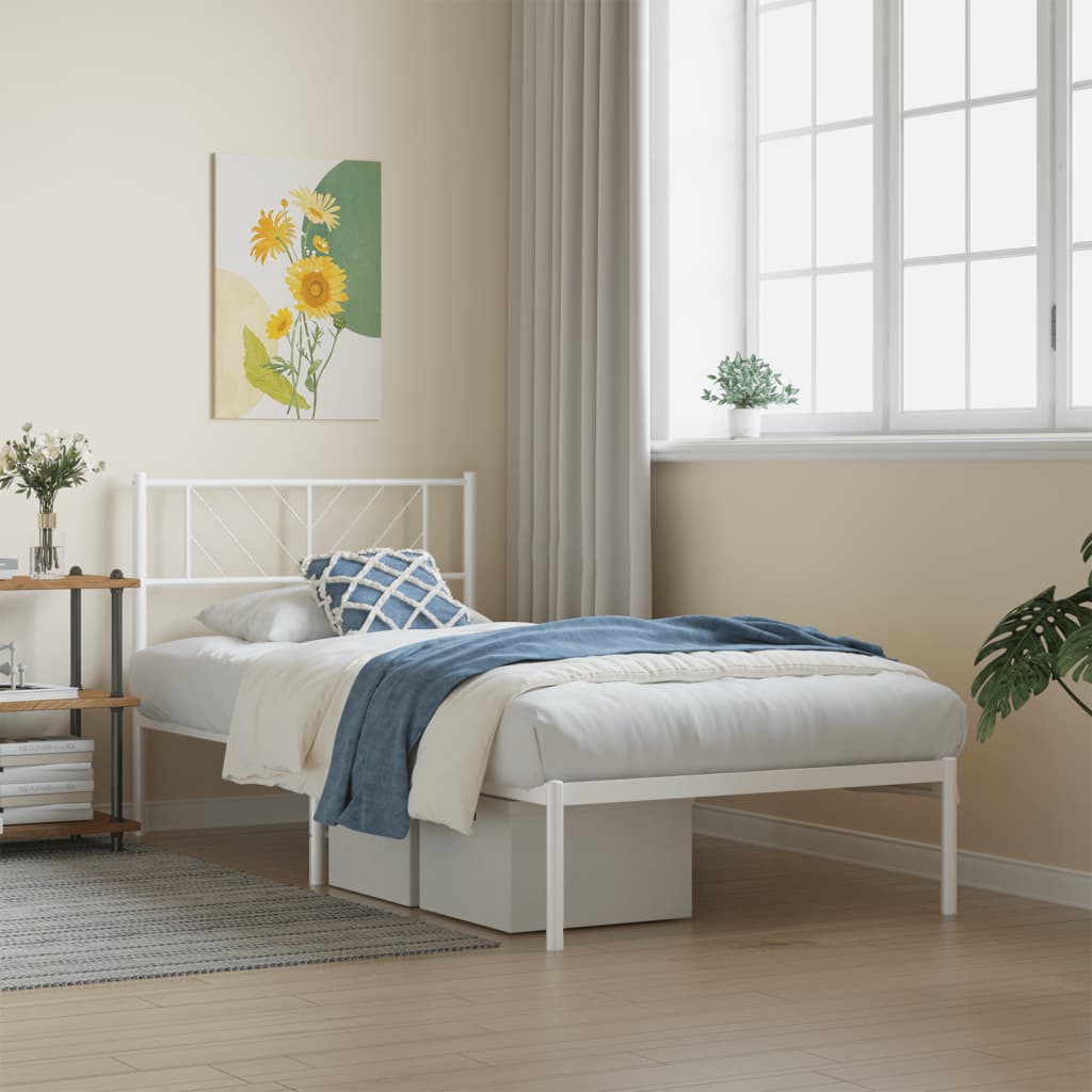 foto del prodotto giroletto con testiera metallo bianco 90x200 cmcod mxl 131130