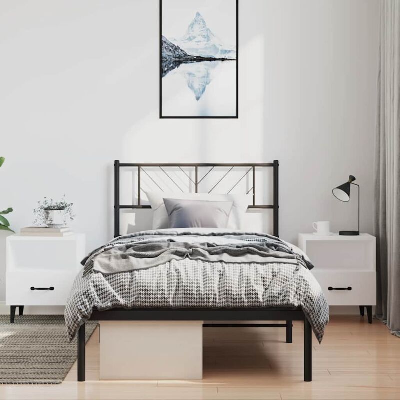 foto del prodotto giroletto con testiera metallo nero 100x200 cm vidaxl