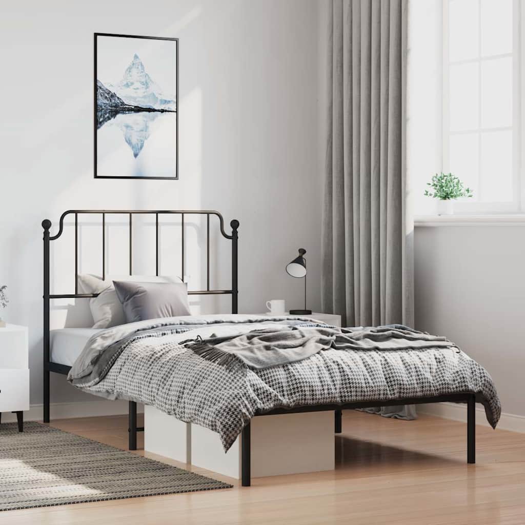 foto del prodotto giroletto con testiera metallo nero 100x200 cmcod mxl 115112