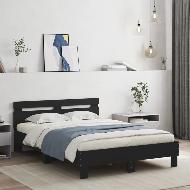 foto del prodotto giroletto con testiera nero 120x190 cm in legno multistrato vidaxl