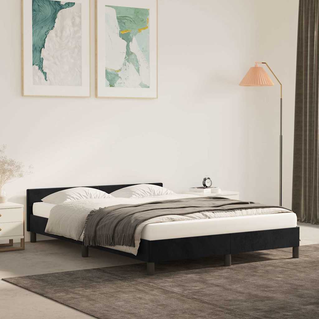 foto del prodotto giroletto con testiera nero 140x190 cm in vellutocod mxl 71550