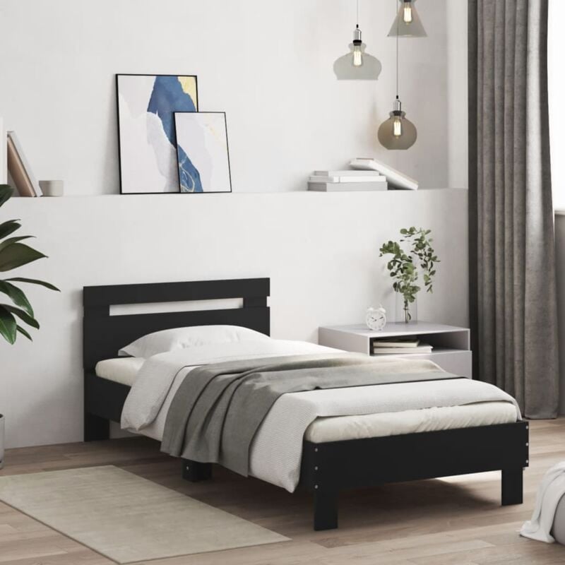 foto del prodotto giroletto con testiera nero 75x190 cm in legno multistrato vidaxl