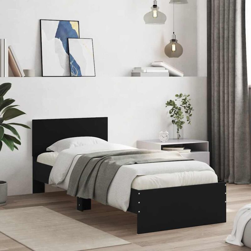 foto del prodotto giroletto con testiera nero 75x190 cm in legno multistrato vidaxl