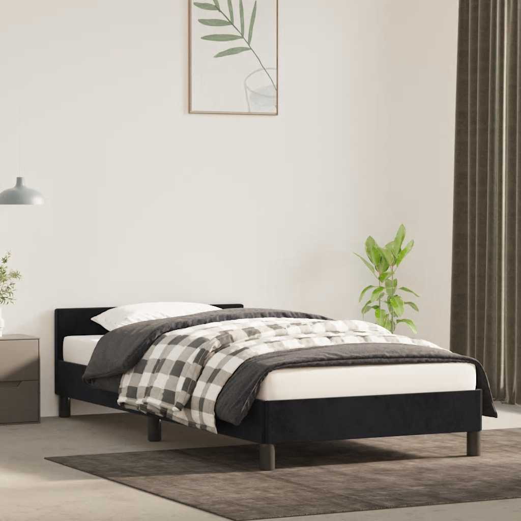 foto del prodotto giroletto con testiera nero 80x200 cm in velluto cod mxl 60537