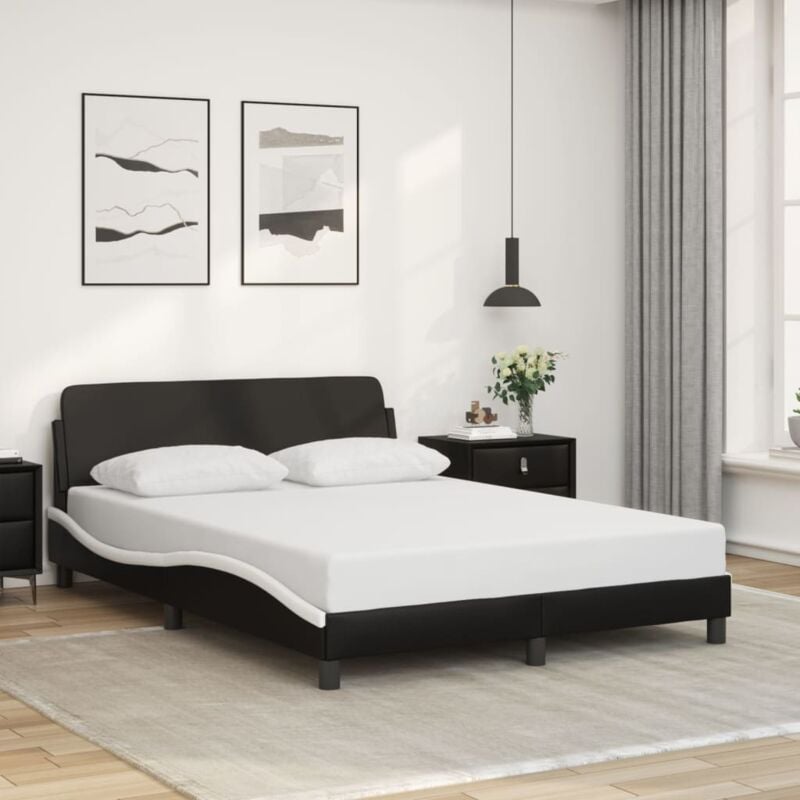 foto del prodotto giroletto con testiera nero e bianco 120x200 cm in similpelle vidaxl