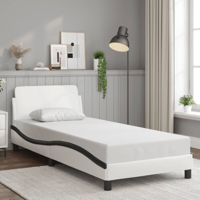 foto del prodotto giroletto con testiera nero e bianco 90x190 cm in similpellecod mxl 89706