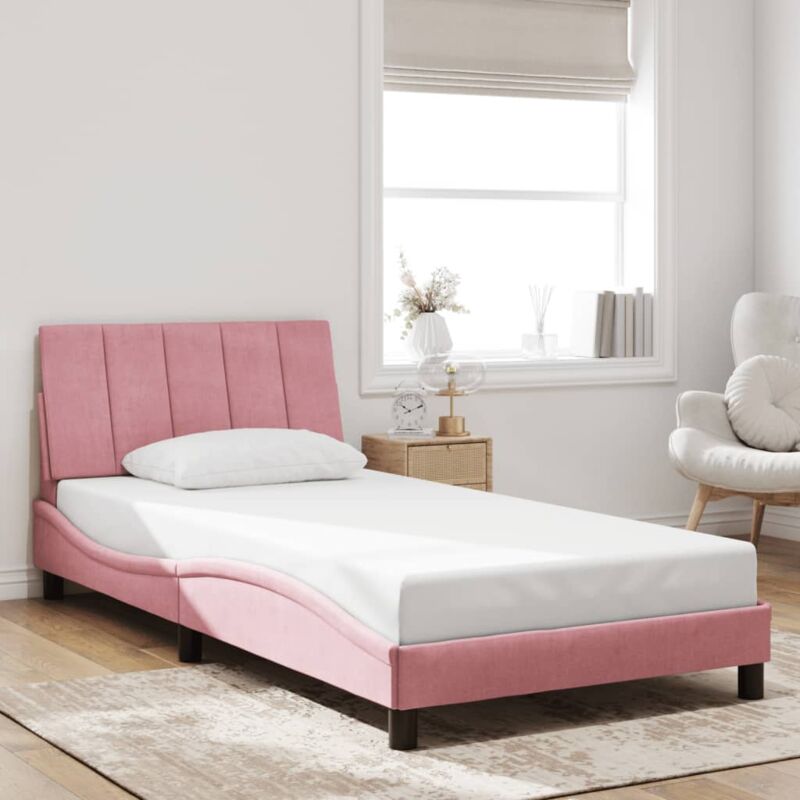 foto del prodotto giroletto con testiera rosa 100x200 cm in velluto vidaxl