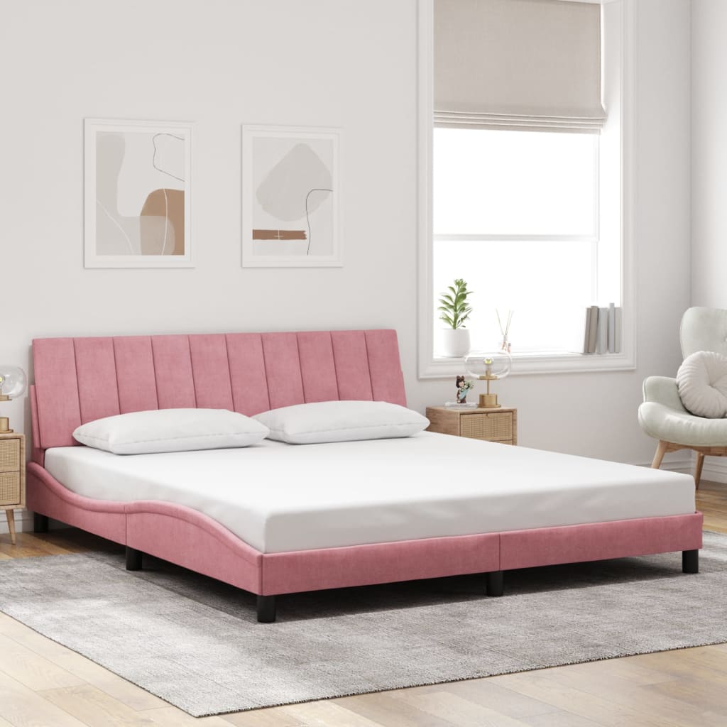 foto del prodotto giroletto con testiera rosa 180x200 cm in velluto