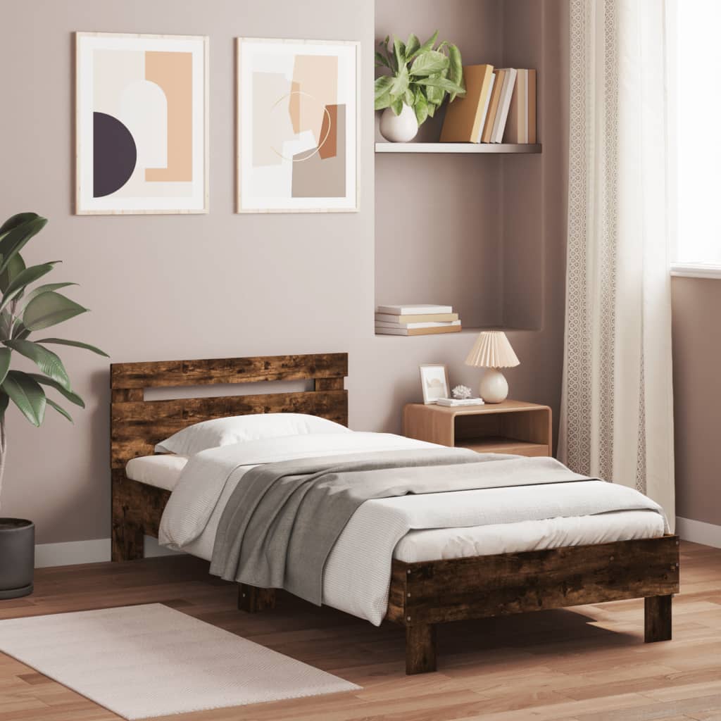 foto del prodotto giroletto con testiera rovere fumo 90x190 cm legno multistratocod mxl 110469