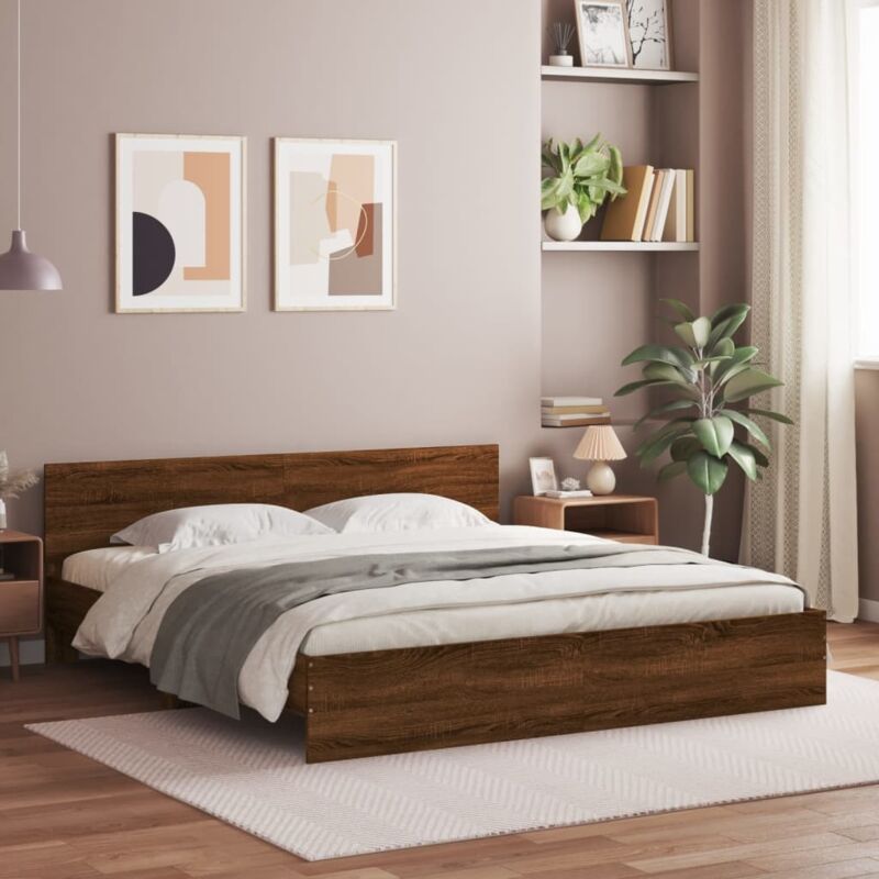 foto del prodotto giroletto con testiera rovere marrone 160x200 cm vidaxl
