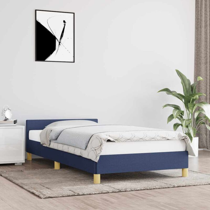 foto del prodotto giroletto con testiera senza materasso blu 100x200 cm tessuto vidaxl