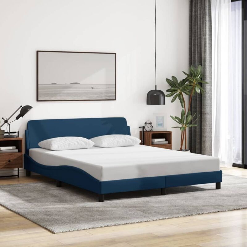 foto del prodotto giroletto con testiera senza materasso blu 160x200 cm tessuto - vidaxl