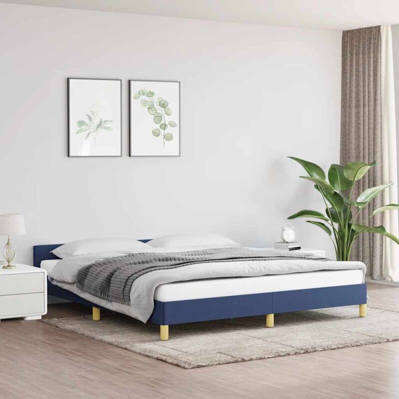 foto del prodotto giroletto con testiera senza materasso blu 180x200 cm tessuto vidaxl