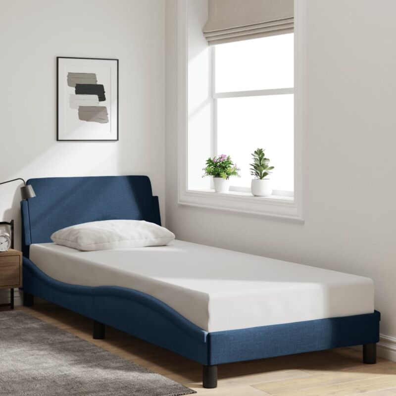 foto del prodotto giroletto con testiera senza materasso blu 90x190 cm tessuto vidaxl 778868