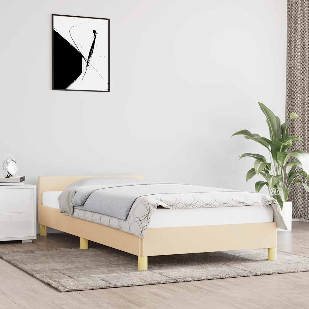 foto del prodotto giroletto con testiera senza materasso crema 90x200 cm tessuto