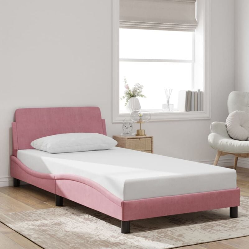 foto del prodotto giroletto con testiera senza materasso rosa 100x200 cm velluto vidaxl 745196
